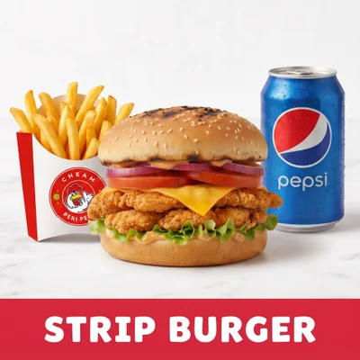 Crispy Fried Chicken Strip Burger at Cheam Peri Peri